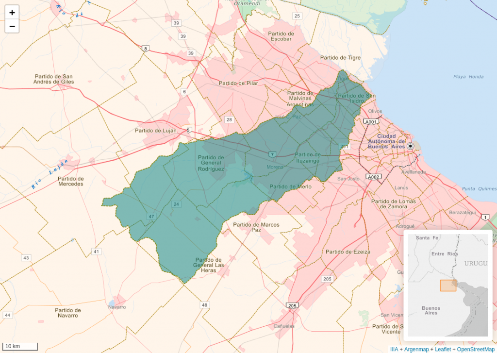 Mapa de la cuenca del río Reconquista