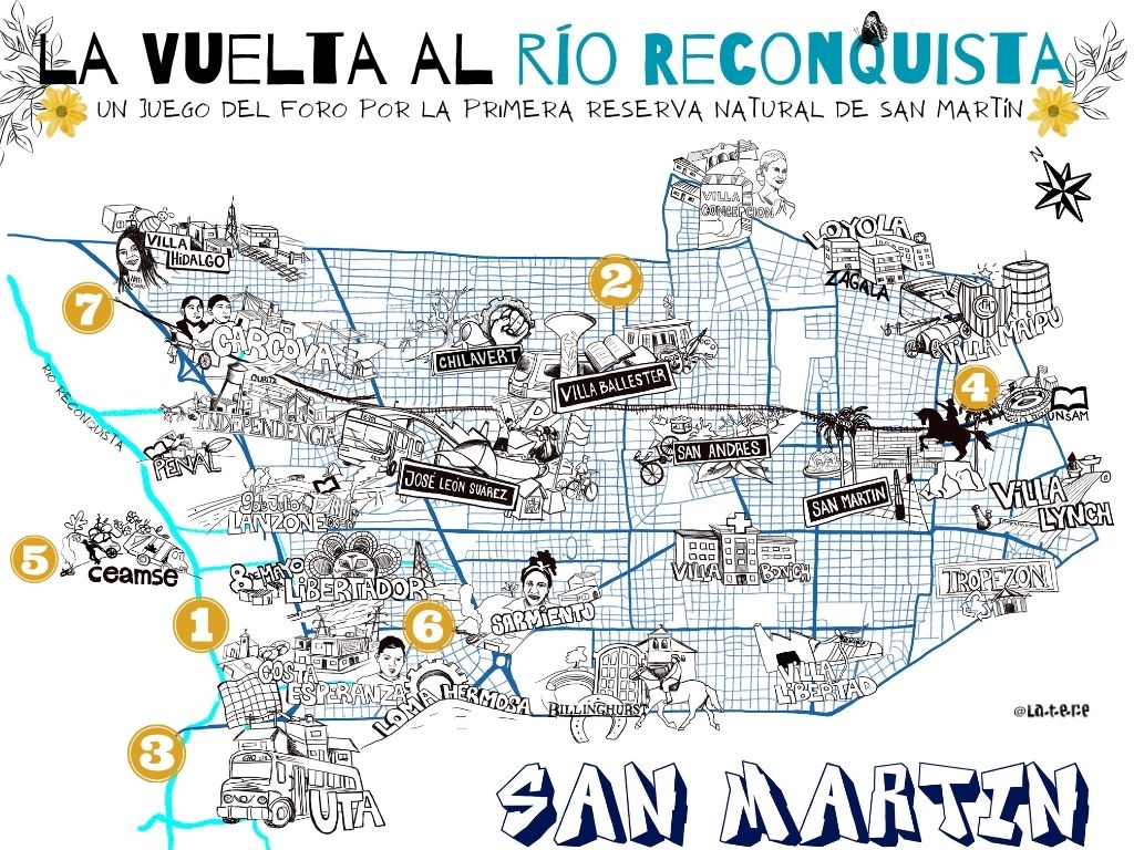Tablero del juego Vuelta al Río Reconquista.