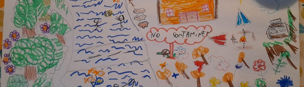 Dibujo del Río Reconquista hecho por alumnos.