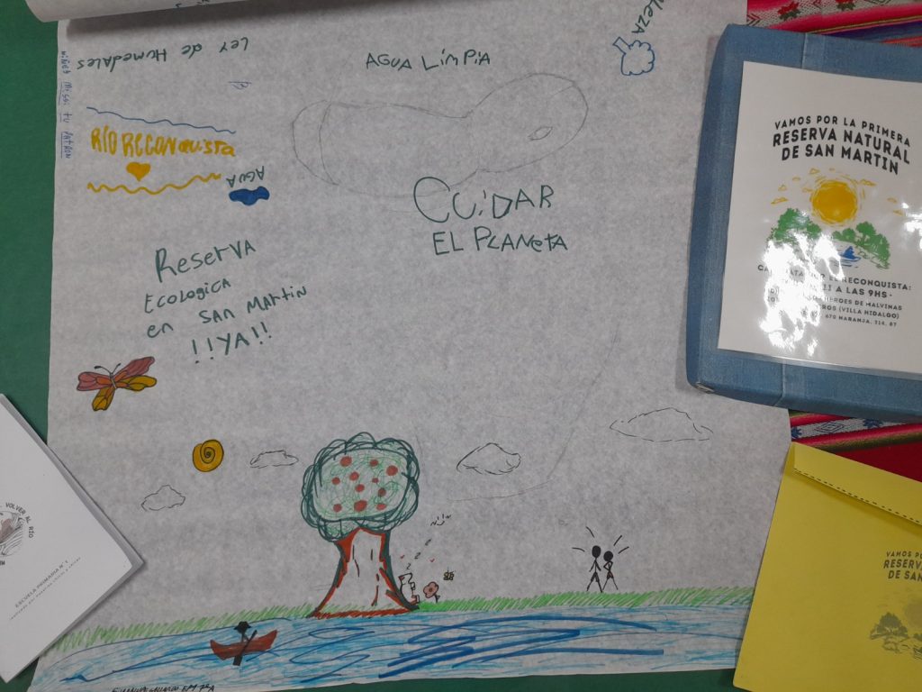 Dibujo de una reserva ecológica para San Martín, hecho por alumnas.
