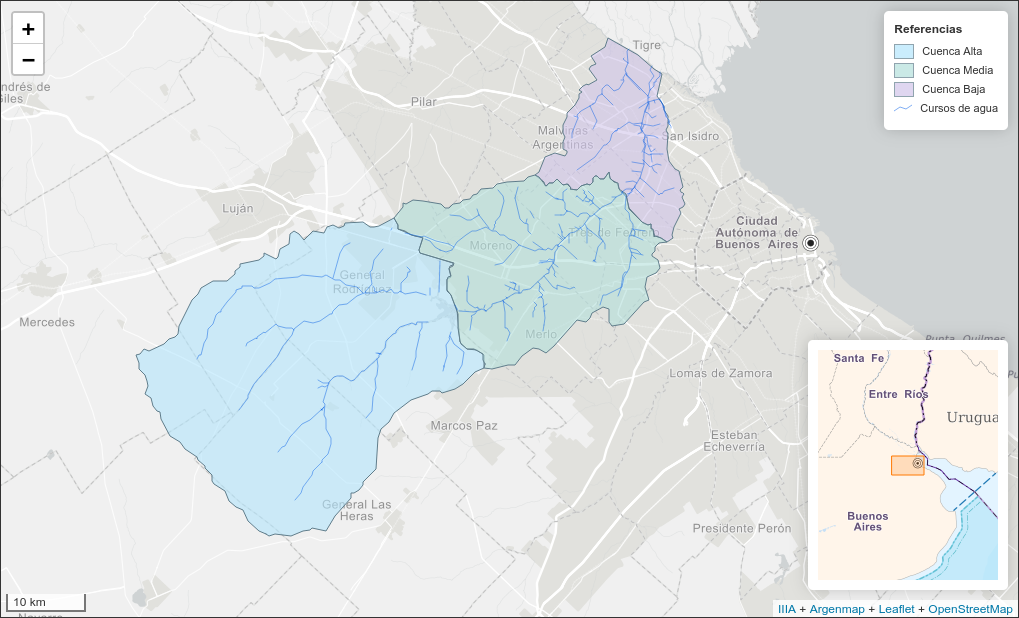 Mapa de la cuenca del río Reconquista